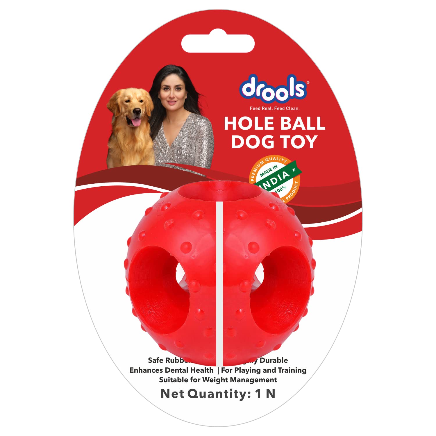 Drools Non-Toxic Rubber Hole Ball Chew Toy, Puppy/Dog Teething Toy - 3 inches - Image 2