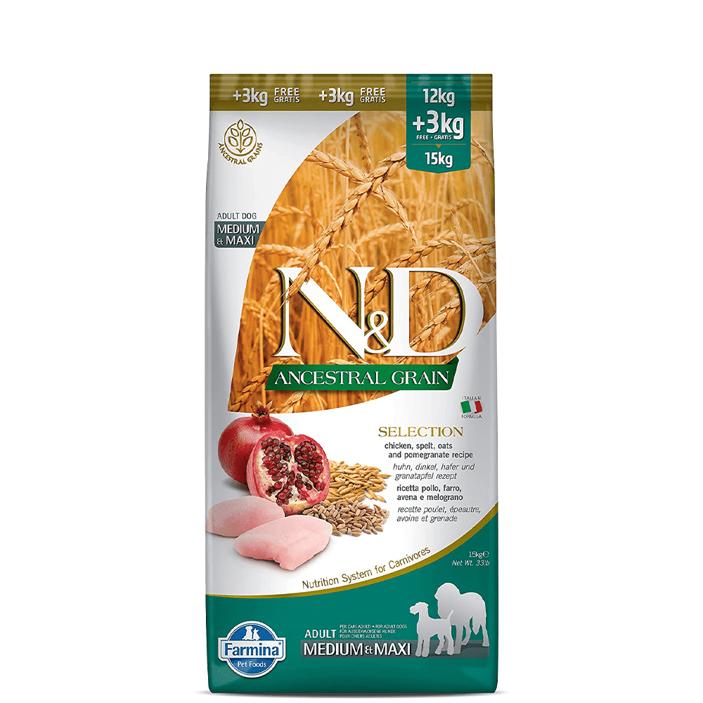 Farmina N&D Ancestral Grain Chicken & Pomegranate Adult Medium & Maxi Dog Food - Image 8