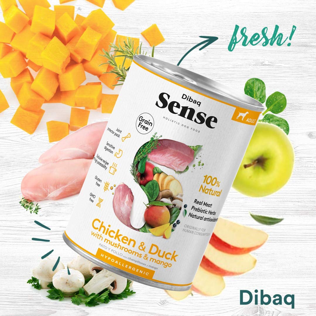 Dibaq Sense Grain Free Chicken & Duck Hypoallergenic Adult Wet Dog Food 380 gms - Image 2