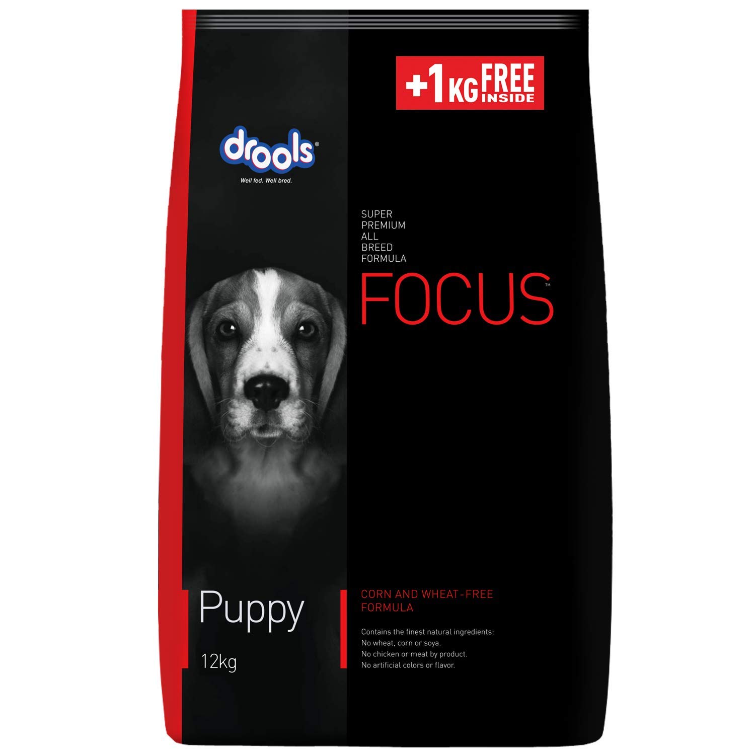 Drools Focus Puppy Super Premium Dry Dog Food 12 kg (+1 kg Free Inside)