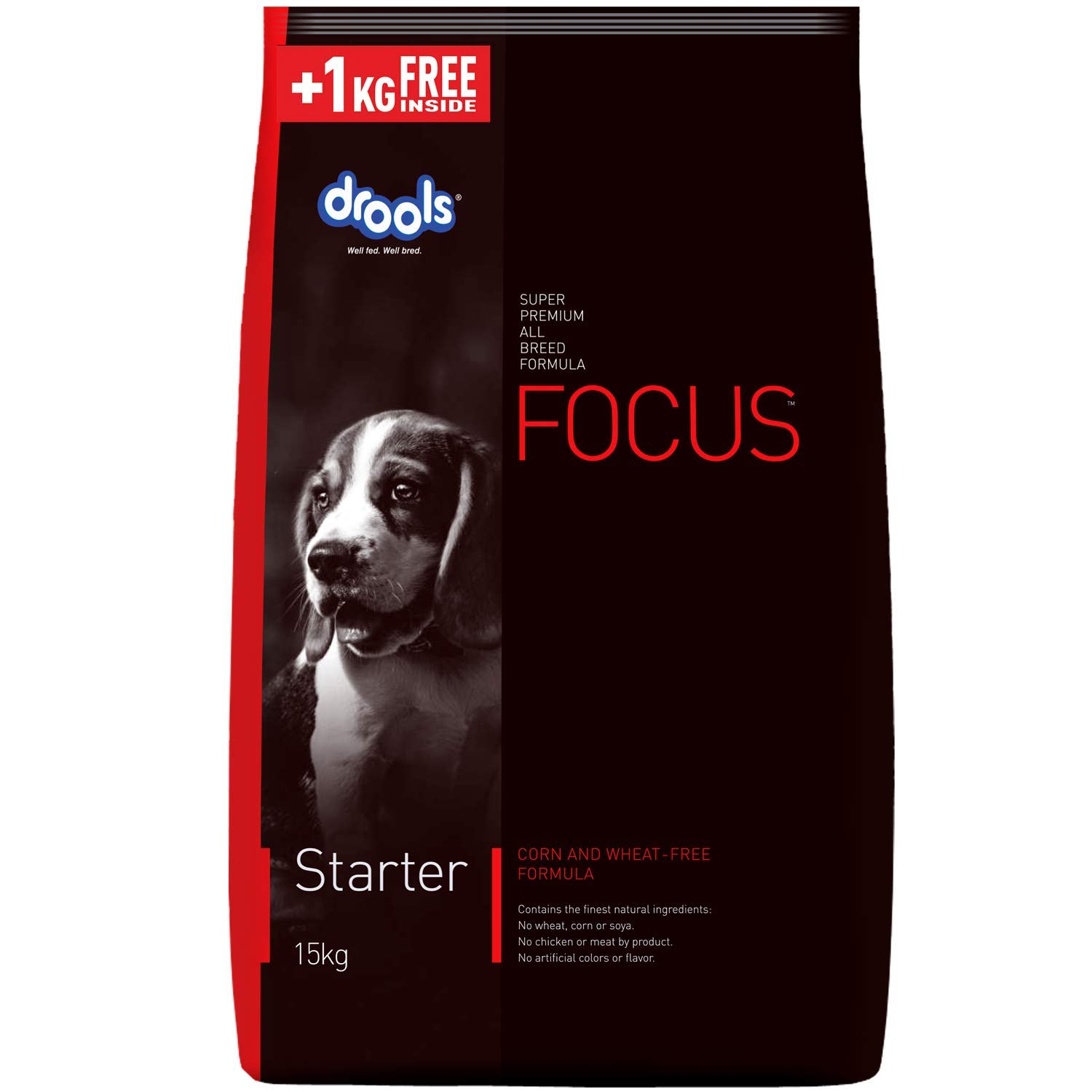 Drools Focus Starter Super Premium Dry Dog Food 15kg (+1kg Extra Free Inside)