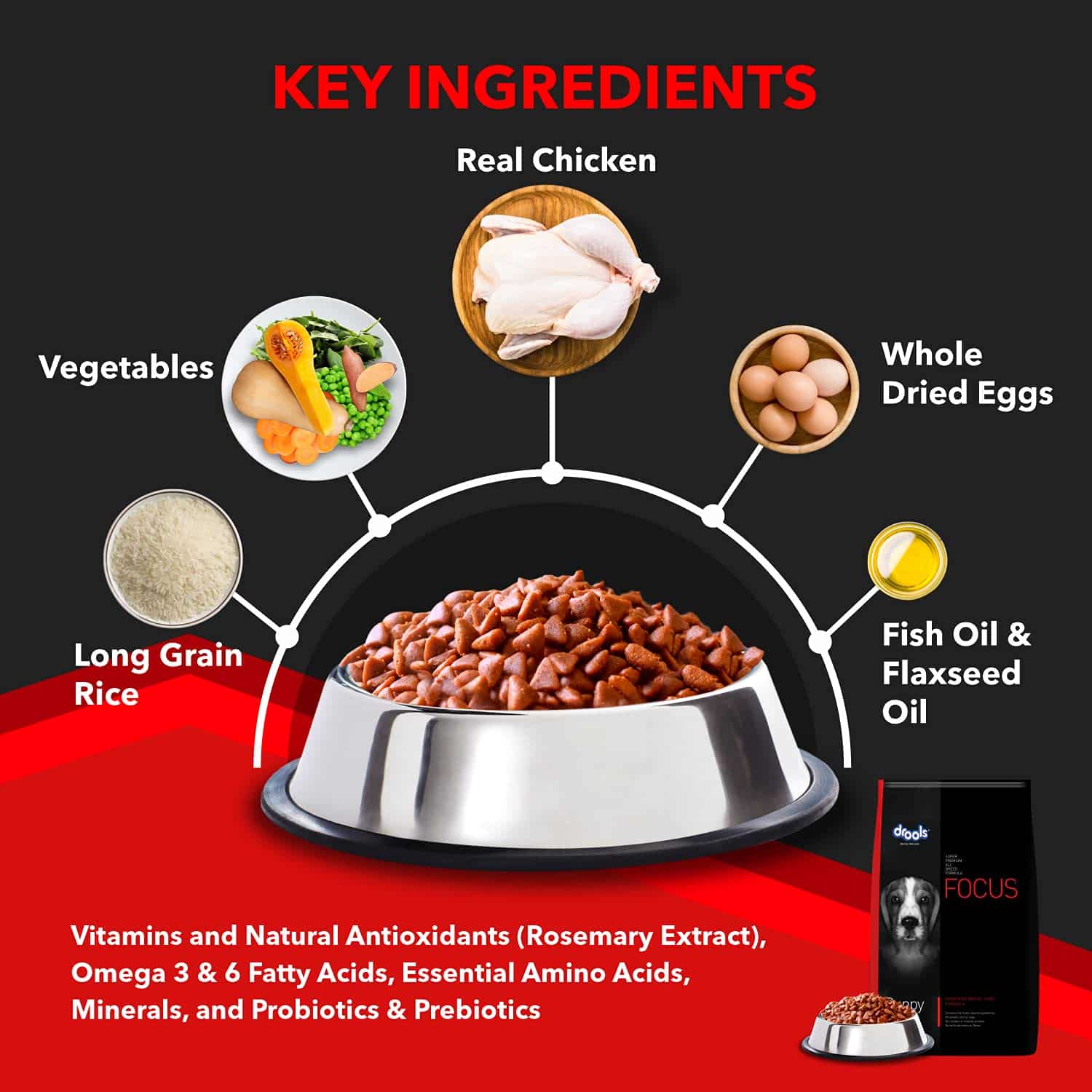 Drools Focus Starter Super Premium Dry Dog Food 15kg (+1kg Extra Free Inside) - Image 4