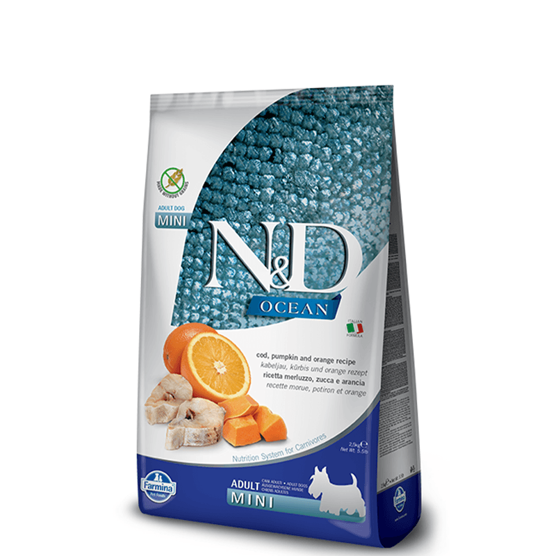 Farmina N&D Grain Free Ocean Codfish & Orange Adult Mini Breed Dog Food