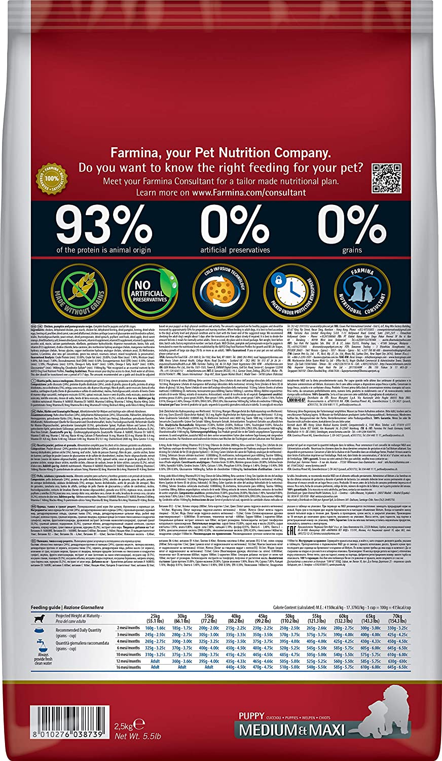 Farmina N&D Pumpkin Chicken & Pomegranate Grain Free Dry Puppy Food - Medium & Maxi Breed - Image 7