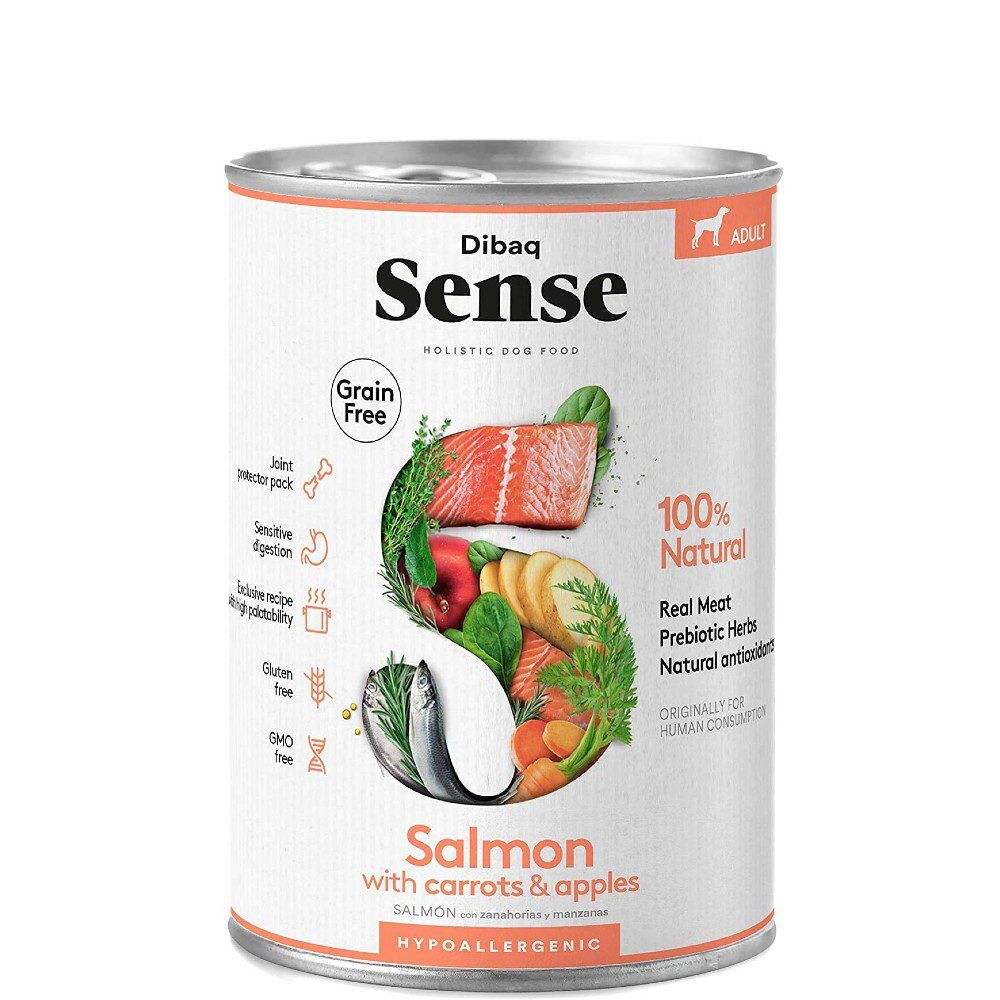 Dibaq Sense Grain Free Salmon with Carrots & Apples Hypoallergenic Adult Wet Dog Food 380g