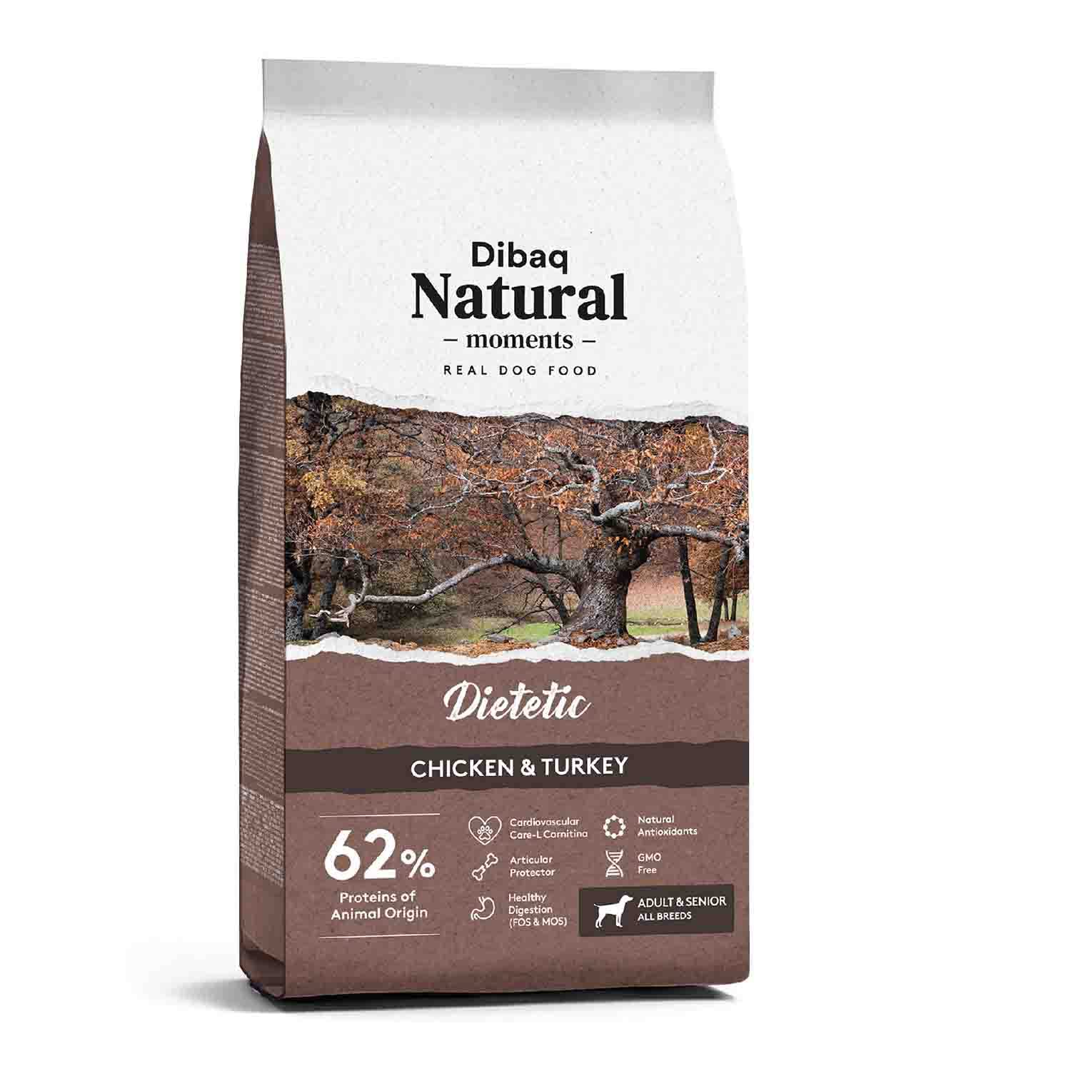 Dibaq Natural Moments Dietetic Complete Dry Food for Overweight Adult Dogs 15kg