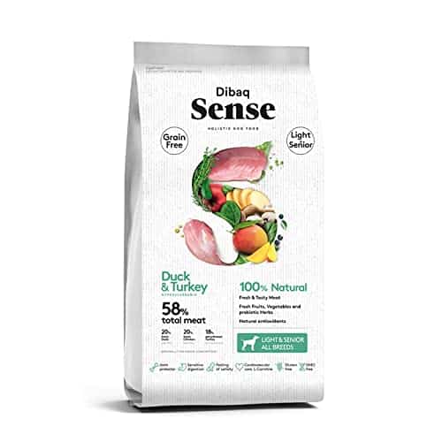 Dibaq Sense Light and Senior All Breed - Duck and Turkey (Hypoallergenic Meal for Older and Overweight Dogs with The Strength of L - Carnitine for Cardio Vascular Care